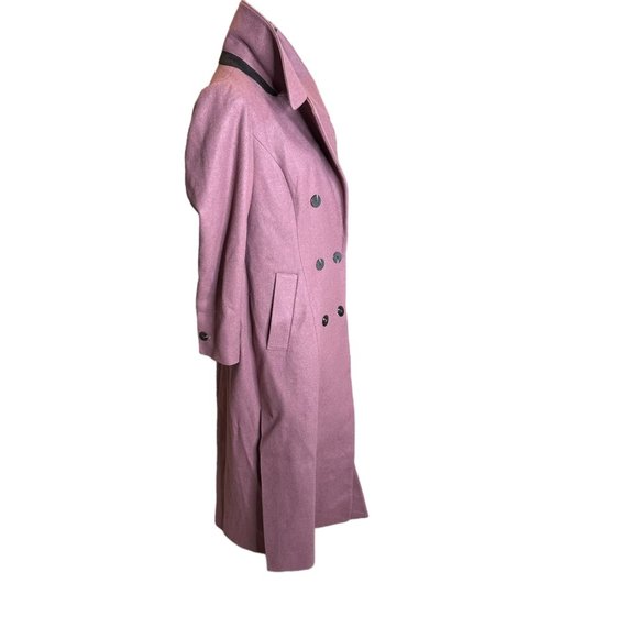 Kenneth Cole Jacket Womens 10 Pink Wool Blend Trench Double Breasted Coat - Picture 14 of 16